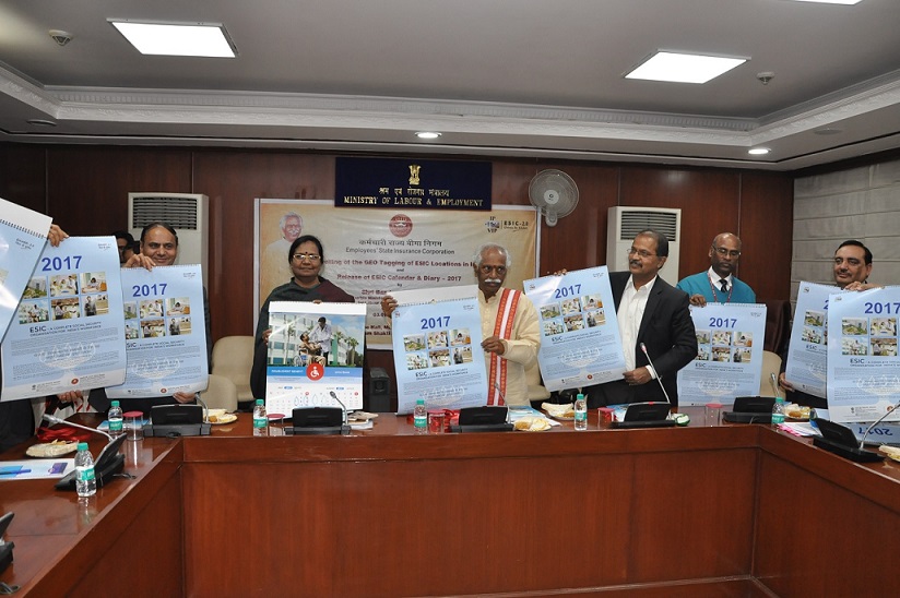 Launch of the link for Geo tagged ESIC locations on Bhuvan Portal and Release of ESIC Calendar and Diary, 2017 by Hon’ble Minister of State (Independent Charge) for Labour & Employment on 3.1.2017– reg.